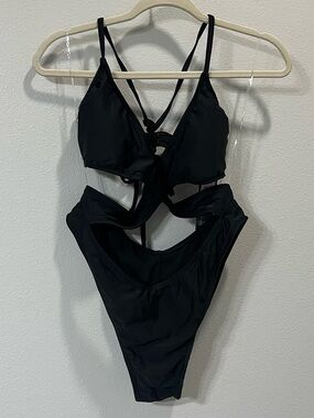 Wild Fable Black Cutout One-Piece Swimsuit